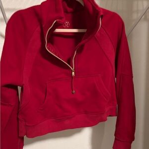 Red Half-Zip Women's Top